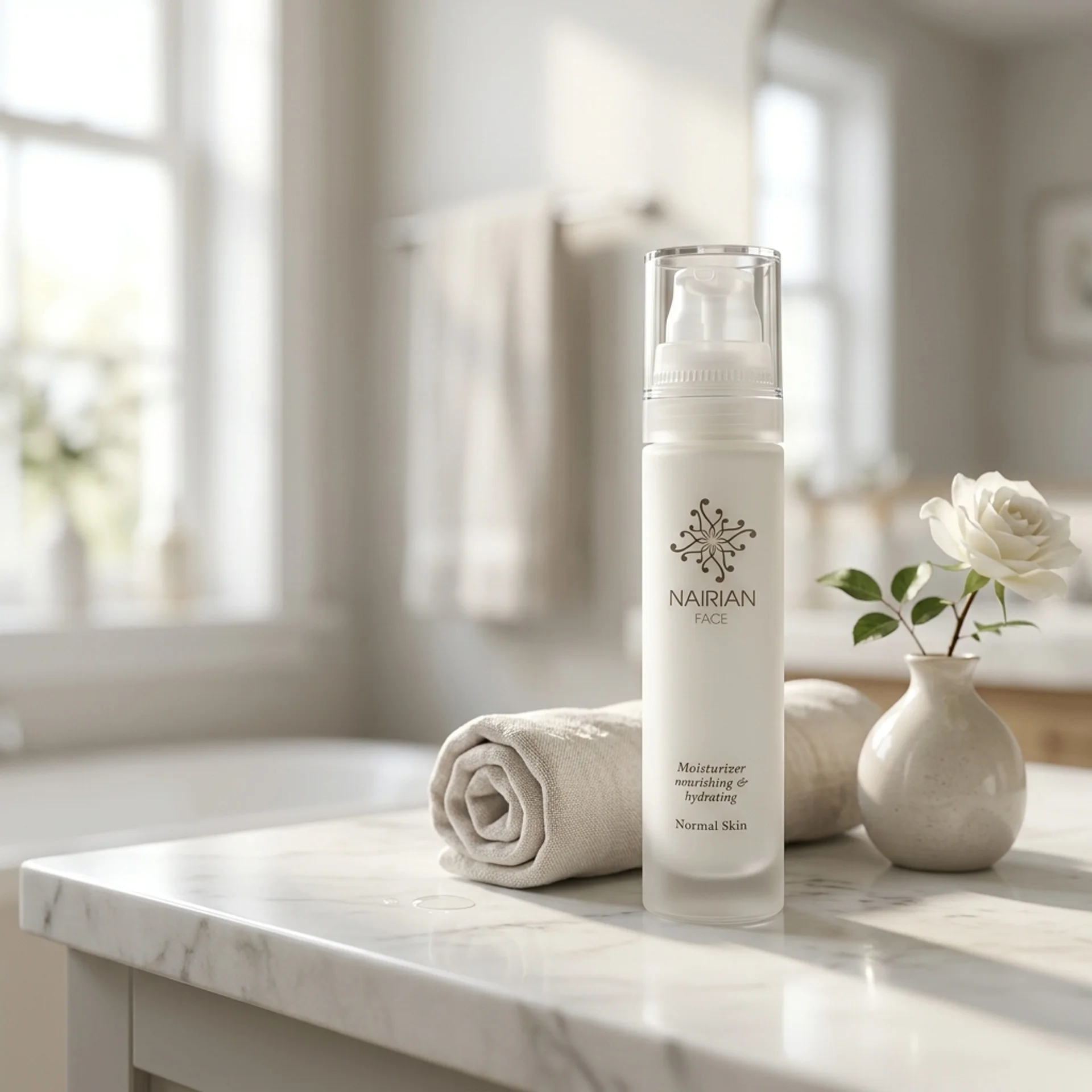 Nairian moisturizer bottle on marble